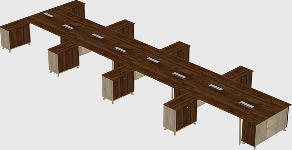 L-shaped shared desk