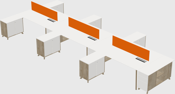 L-shaped shared desk
