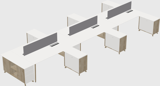 L-shaped shared desk