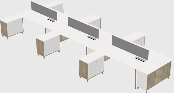 L-shaped shared desk