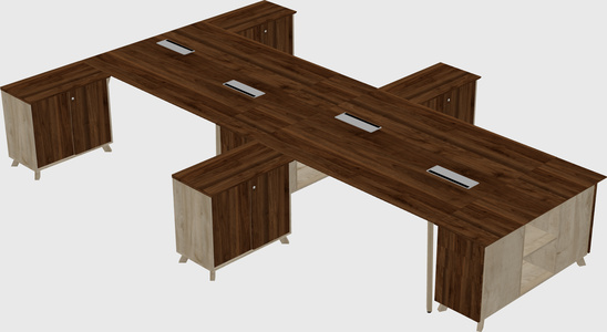 L-shaped shared desk