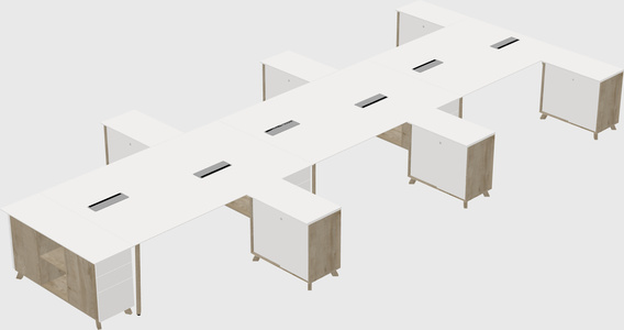 L-shaped shared desk