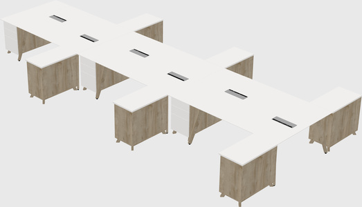 L-shaped shared desk