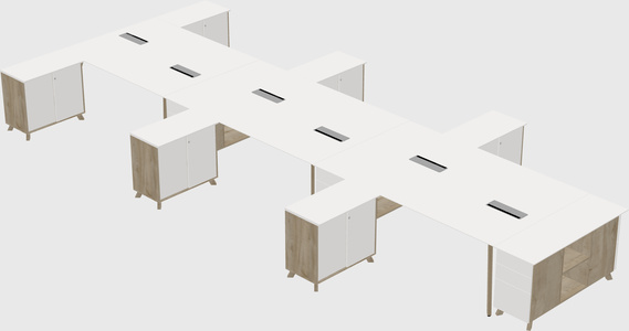 L-shaped shared desk