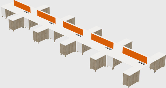L-shaped shared desk
