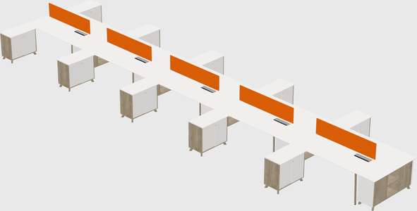 L-shaped shared desk
