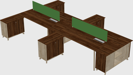 L-shaped shared desk