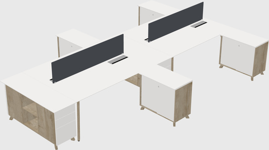 L-shaped shared desk