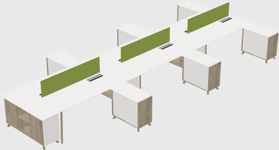 L-shaped shared desk