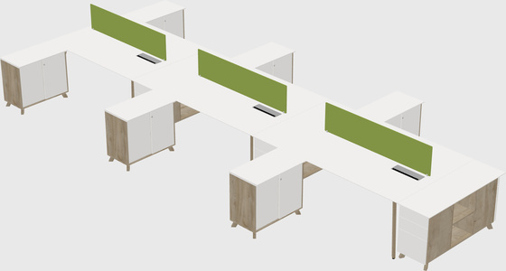 L-shaped shared desk