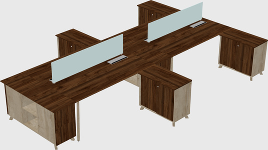 L-shaped shared desk