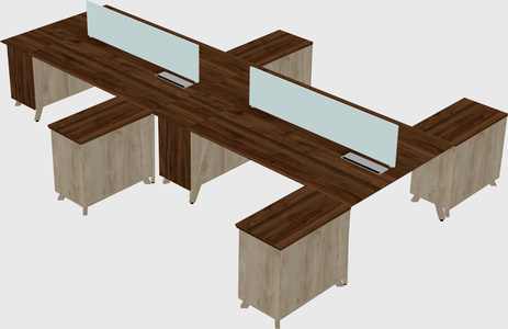 L-shaped shared desk