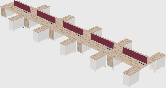 L-shaped shared desk