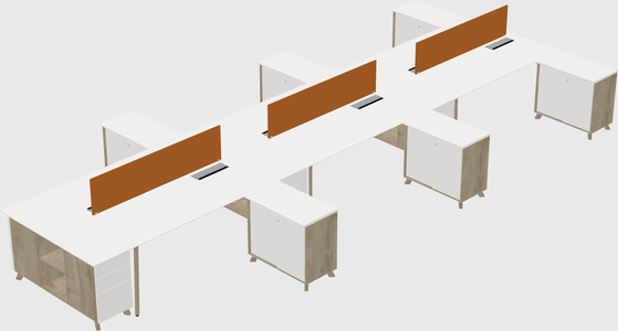 L-shaped shared desk