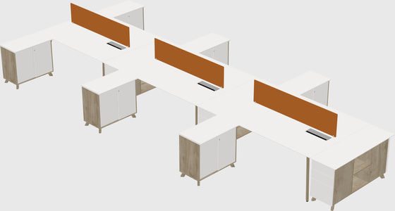 L-shaped shared desk