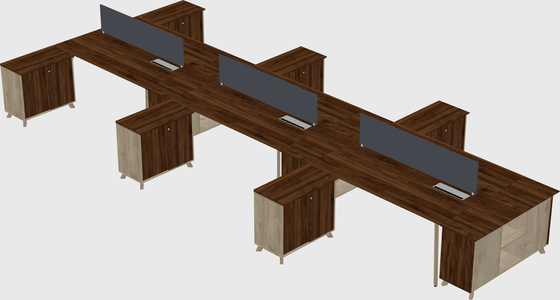 L-shaped shared desk