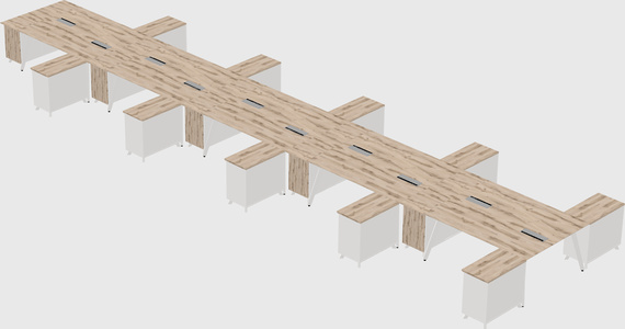 L-shaped shared desk