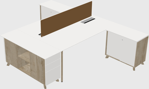 L-shaped shared desk