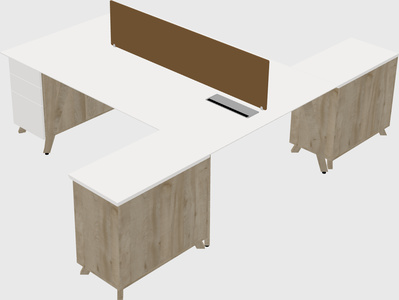 L-shaped shared desk