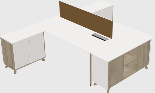 L-shaped shared desk