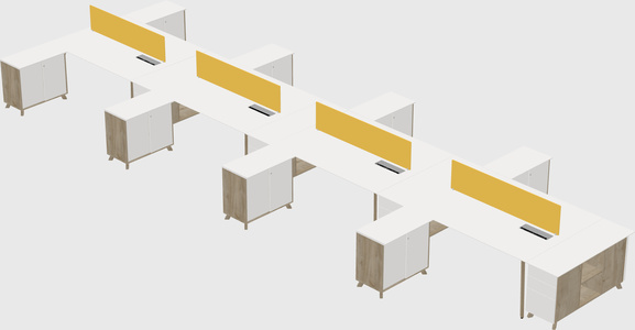 L-shaped shared desk