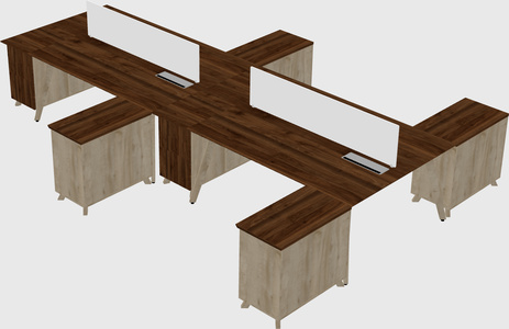 L-shaped shared desk