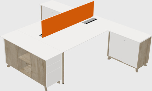 L-shaped shared desk
