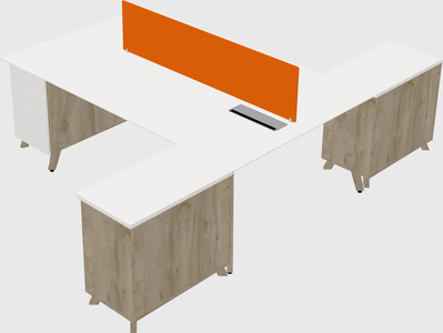 L-shaped shared desk