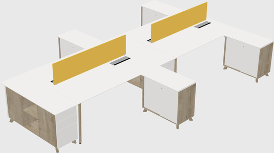 L-shaped shared desk