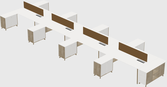 L-shaped shared desk