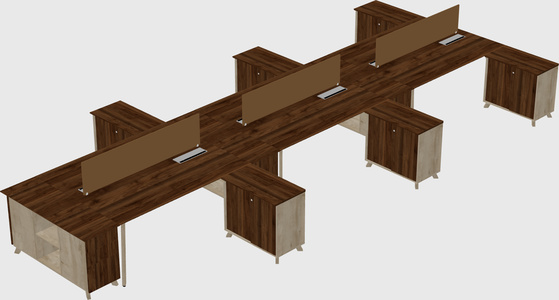 L-shaped shared desk