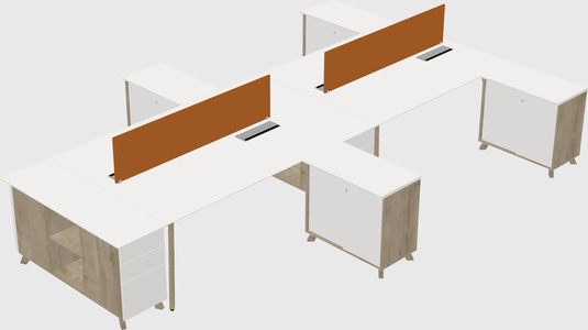 L-shaped shared desk