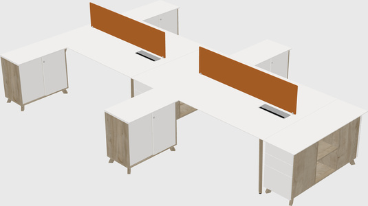 L-shaped shared desk