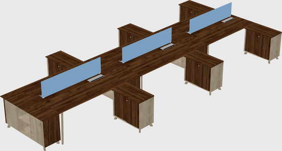 L-shaped shared desk