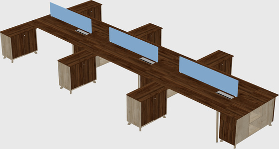 L-shaped shared desk