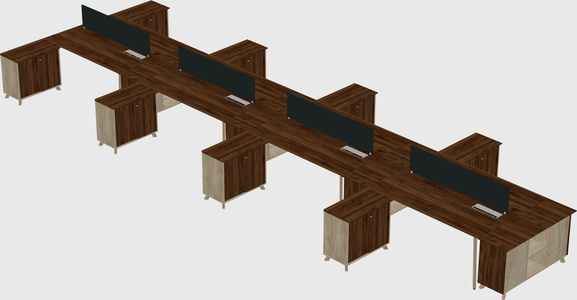 L-shaped shared desk