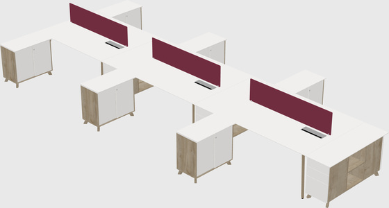 L-shaped shared desk