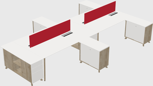 L-shaped shared desk
