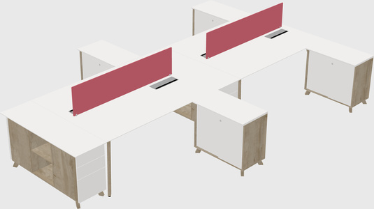 L-shaped shared desk