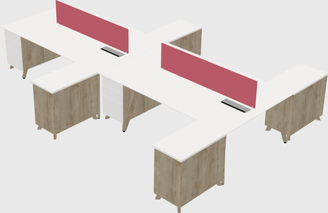L-shaped shared desk
