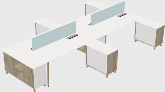 L-shaped shared desk