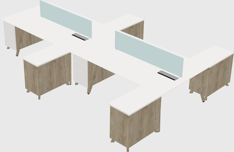 L-shaped shared desk