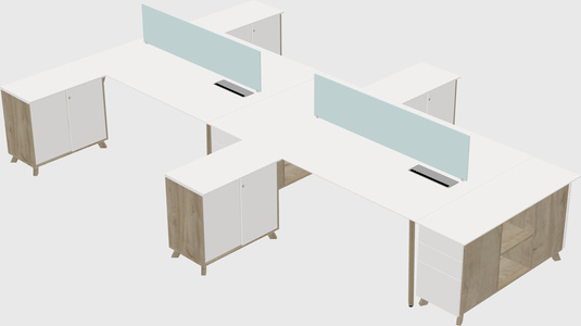 L-shaped shared desk