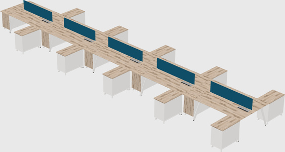 L-shaped shared desk