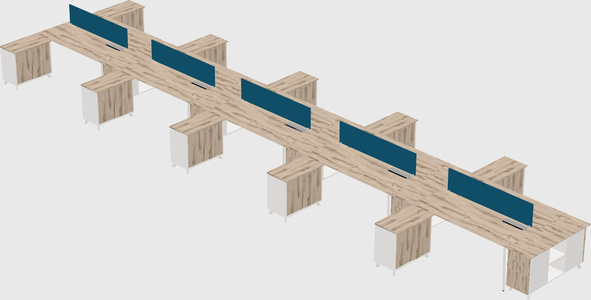 L-shaped shared desk