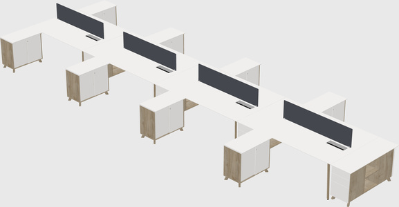 L-shaped shared desk