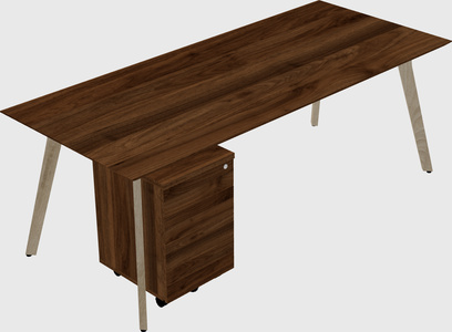 Modern spacious rectangular executive desk/table - solid wood frame