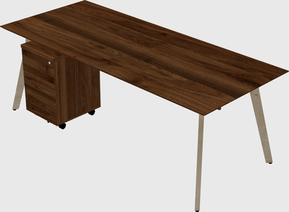 Modern spacious rectangular executive desk/table - solid wood frame