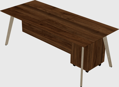 Modern spacious rectangular executive desk/table - solid wood frame