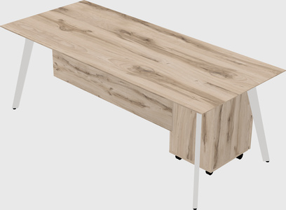 Modern spacious rectangular executive desk/table - solid wood frame